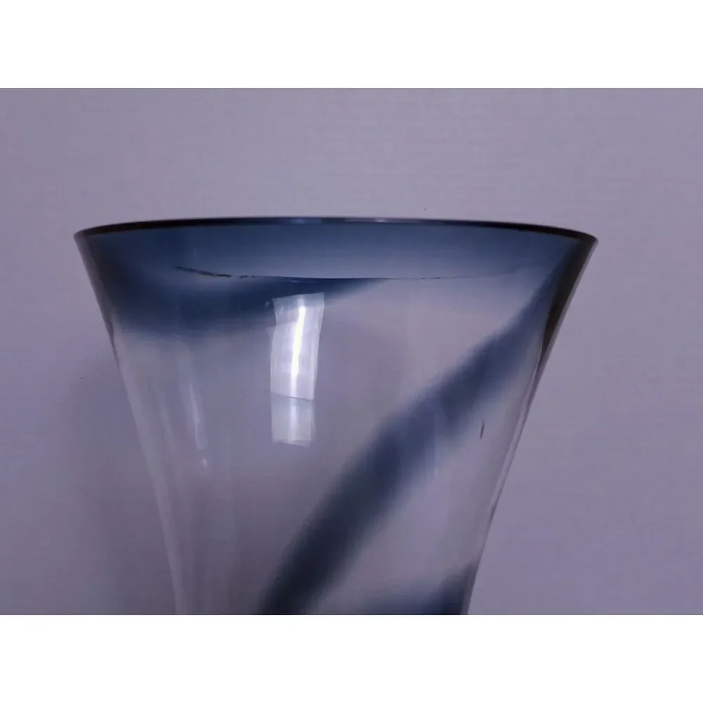 Anne Nilsson Blue Swirl Diabolo Art Glass Vase - 12